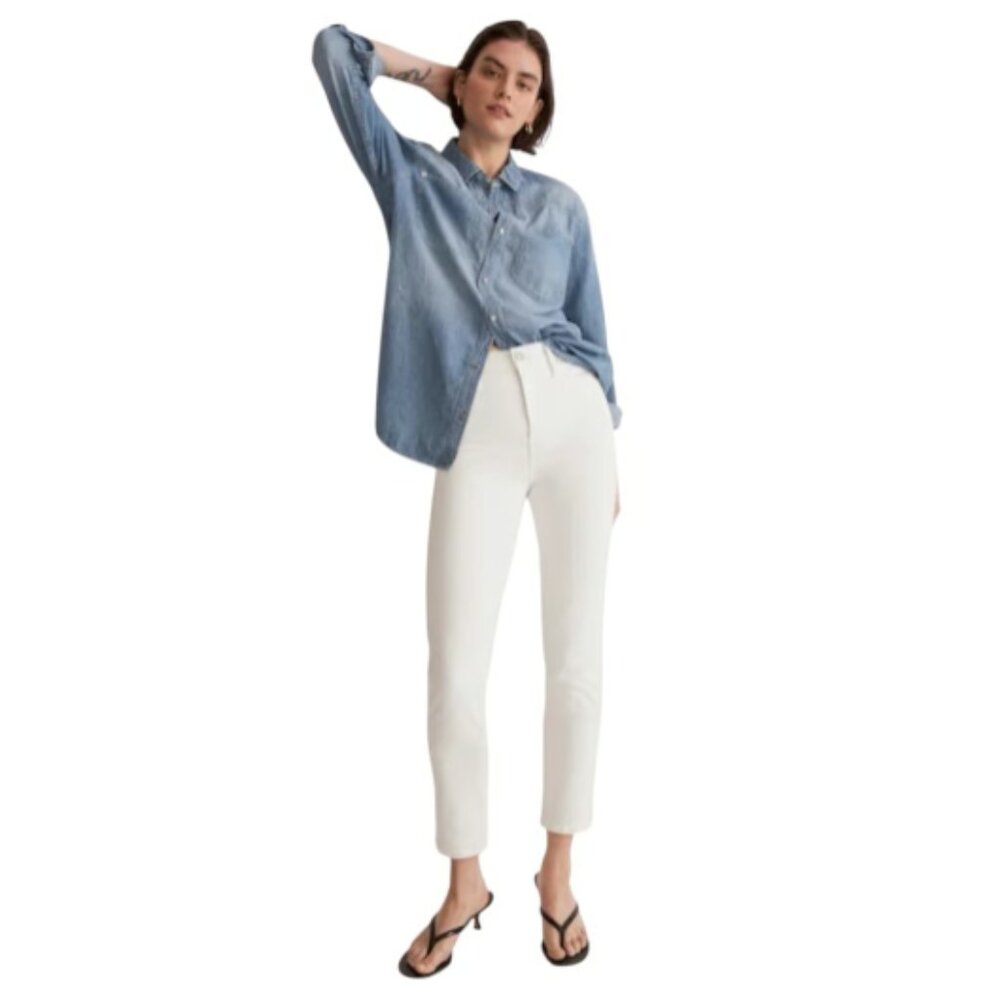 Madewell High Rise Stovepipe Denim in Pure White